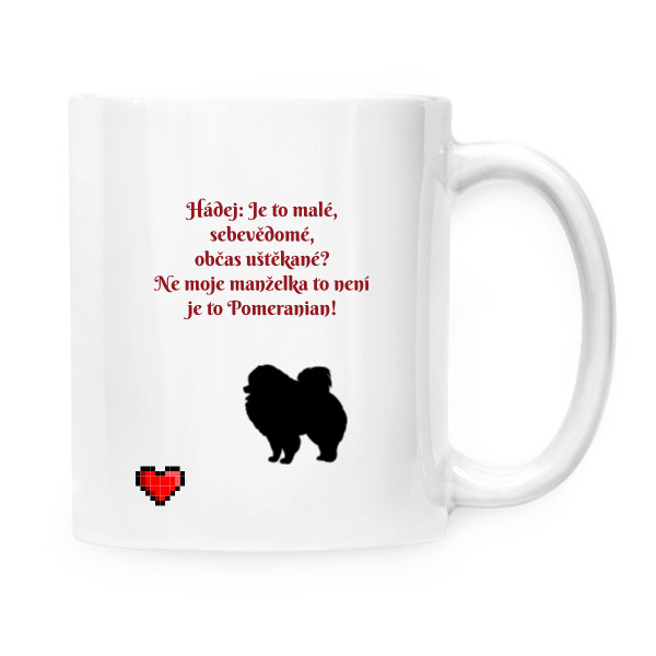 Cup white s potiskem Pomeranian Christmas love dog