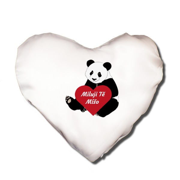 Polštář SRDCE s potiskem Poštářek srdce Panda Miluji Tě se jménem