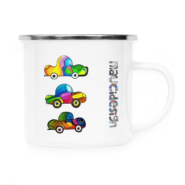 Tin mug - stainless hem s potiskem MAUCIDESIGN - Red hart