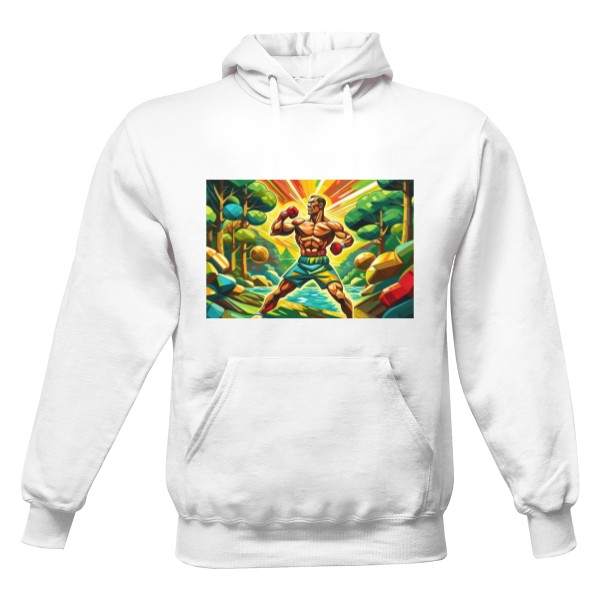 Pánská mikina s kapucí s potiskem Kvalitní potisk boxera na mikině 