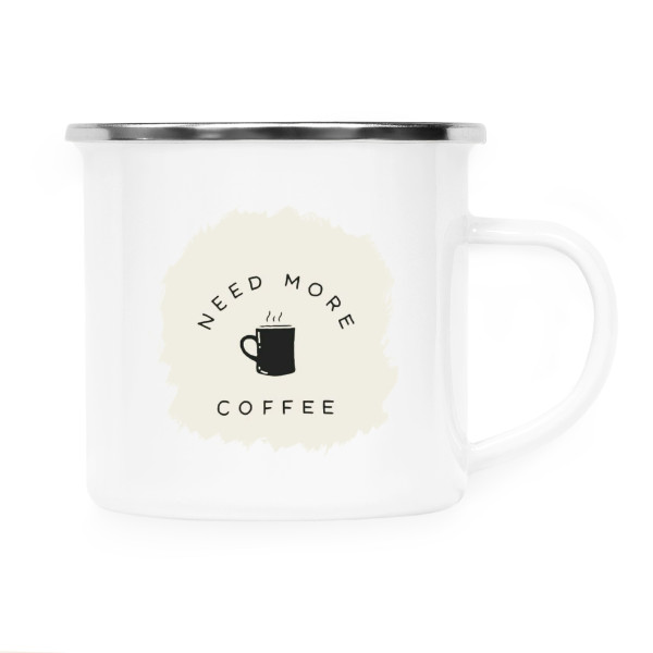 Plecháček - nerezový lem s potiskem Potřebuji více kávy 