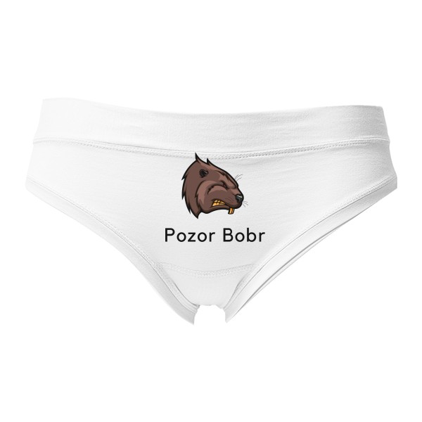 Dámská tanga - Výprodej s potiskem Pozor bobřík