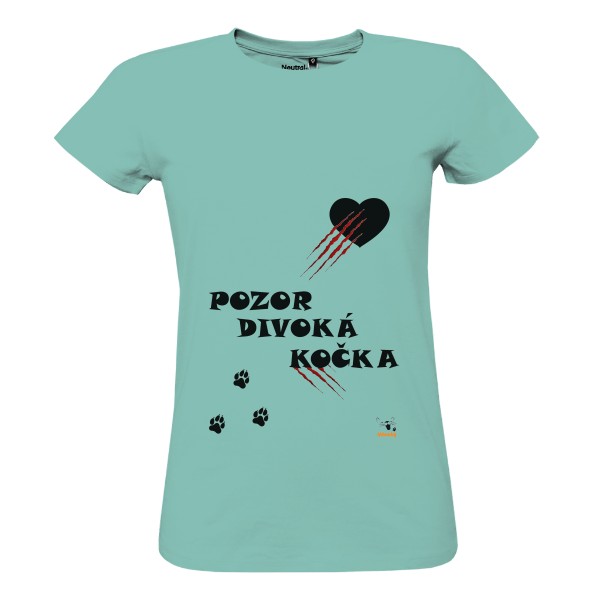 Tričko s potiskem Pozor divoká kočka -   Dámské triko Elegance