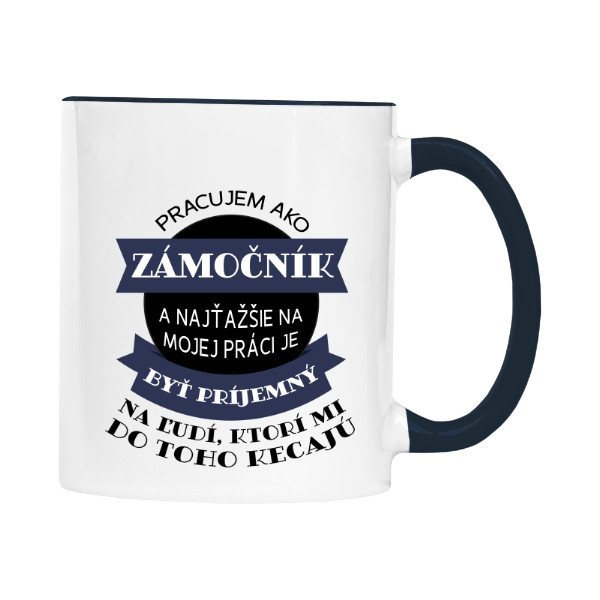 Hrnček malý farebný s potlačou Pracujem ako zámočník