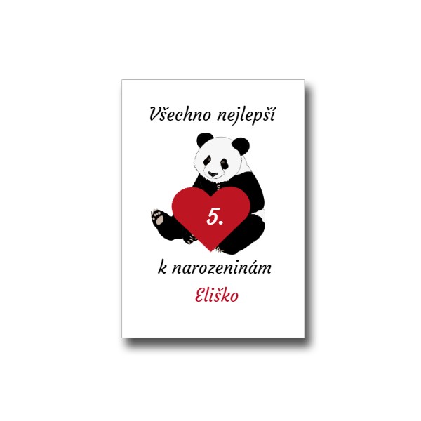 Přání Panda Srdce k narozeninám se jménem