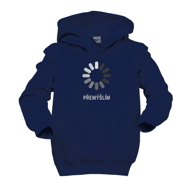 Dětská mikina s kapucí s potiskem Přemýšlím