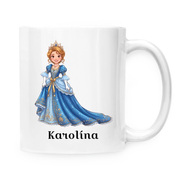 Hrnček malý biely s potlačou Princezná s vlastným menom