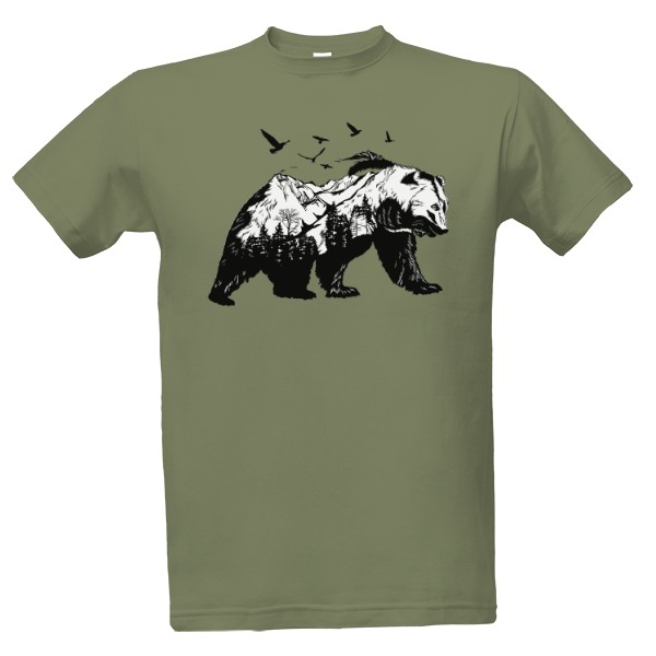 Tričko s potiskem Příroda s medvědem