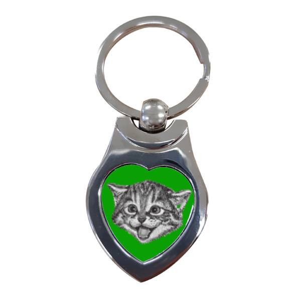Heart keychain s potiskem Přívěsek kočka -srdce