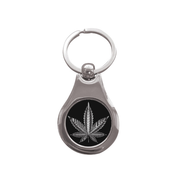 Přívěsek na klíče kolečko s potiskem privesek  marihuana black