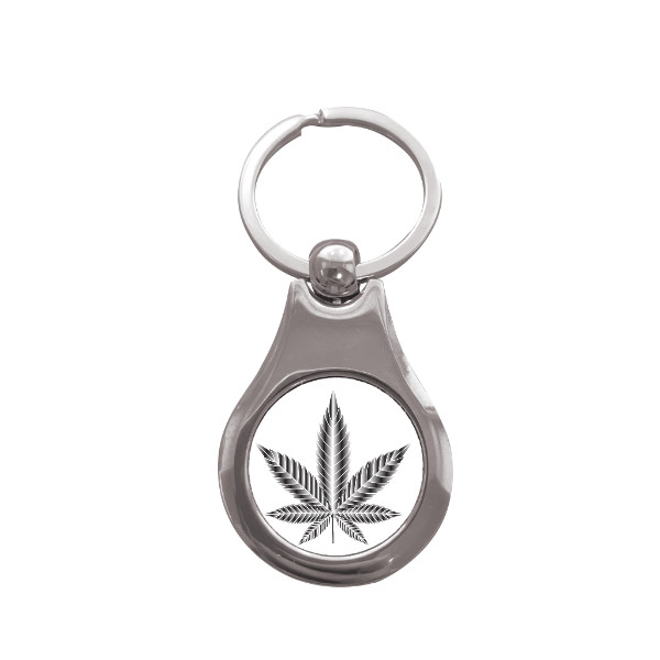 Přívěsek na klíče kolečko s potiskem privesek  marihuana white