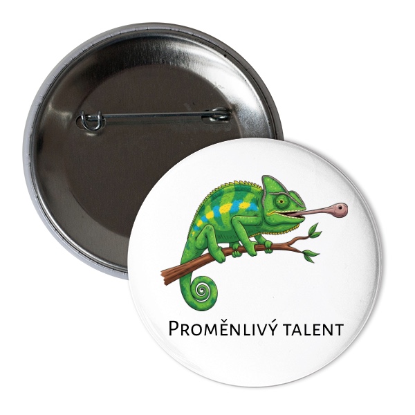 Odznáček  s potiskem Proměnlivý talent