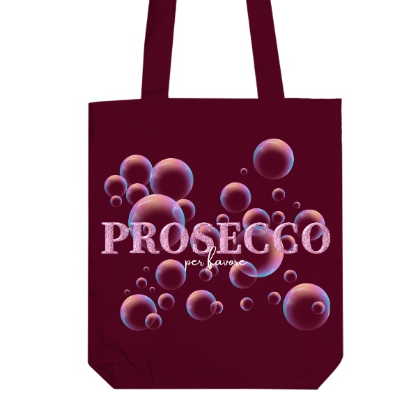 Prosecco per favore růžový nápis s bublinkami