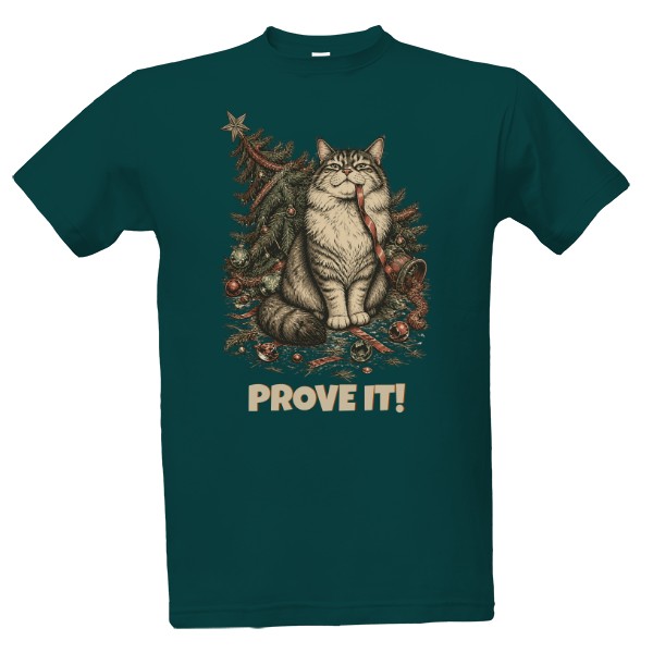 T-shirt Prove It! Vtipná vánoční kočka, která nic neudělala