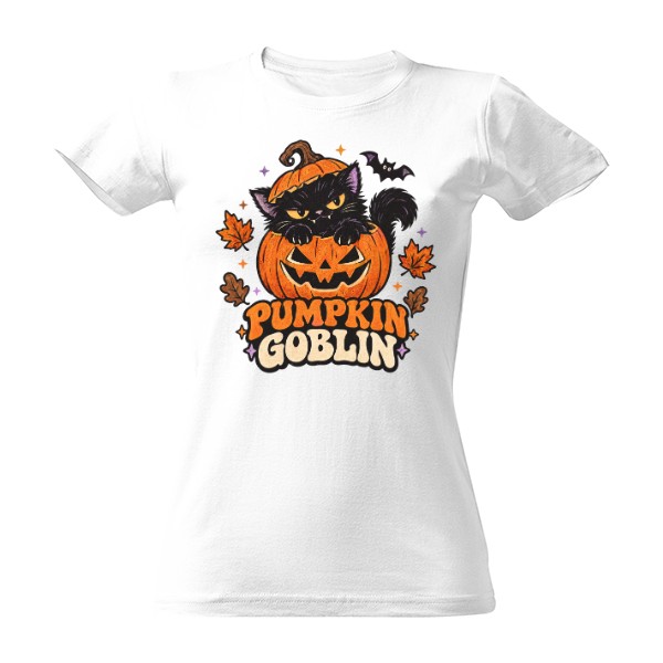Tričko s potlačou Pumpkin Goblin – čierna mačka v tekvici