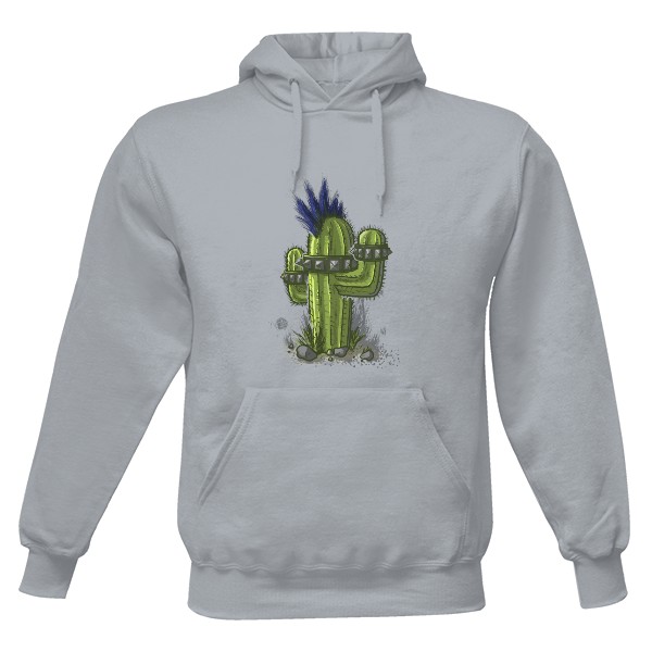 Pánská mikina s kapucí s potiskem Punk cactus