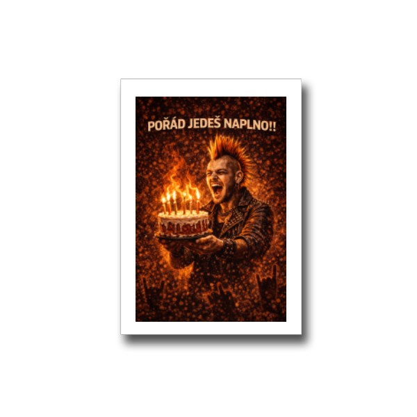 Přáníčko s potiskem punk dort