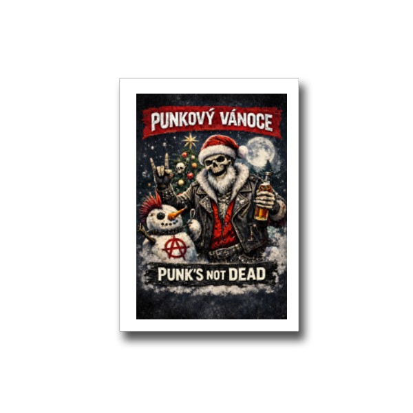 Přáníčko s potiskem punkový vánoce