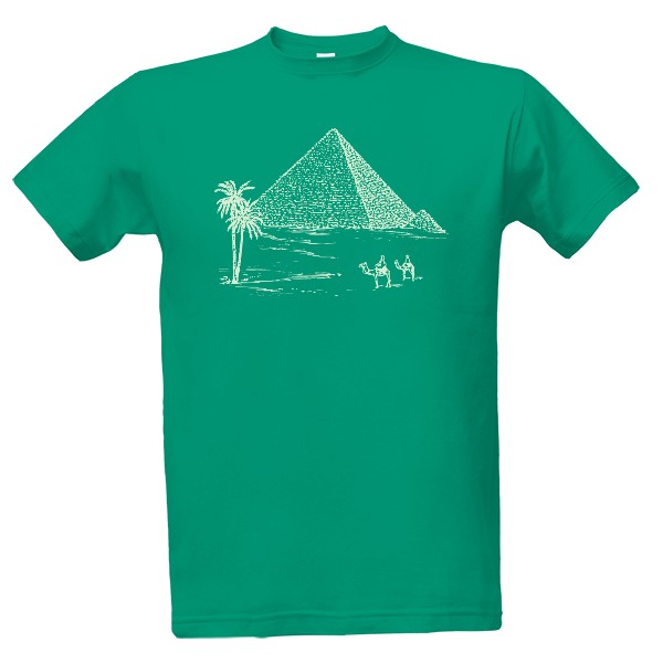 Tričko s potiskem Pyramidy v Egyptě - bílé