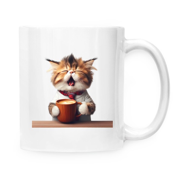 Hrnek malý bílý s potiskem Ráno bez kávy je jako den bez slunce!