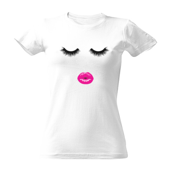 Tričko s potiskem Řasy a rty