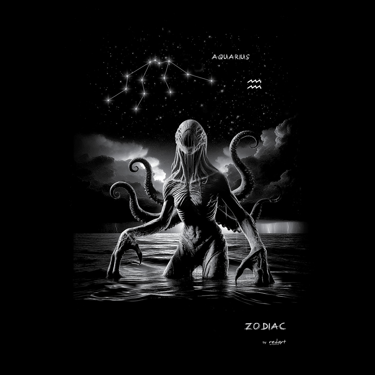 Tričko s potiskem Redart - Zodiac - Aquarius