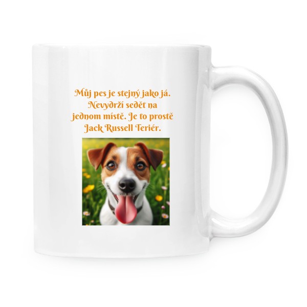 Cup white s potiskem Restless Jack Russell Terrier