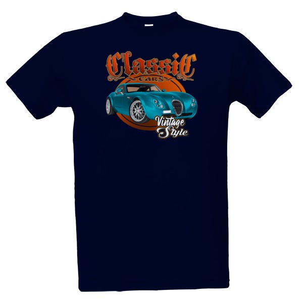 Tričko s potiskem Retro auto modré 2-classic cars