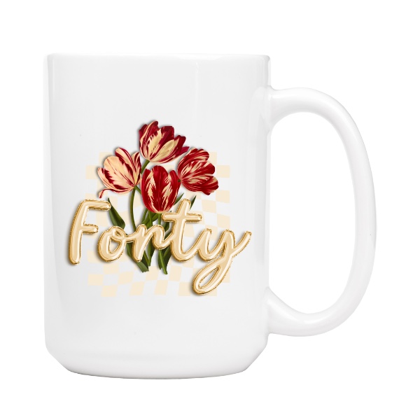 Retro narozeninový dárek k čtyřicátinám Forty s tulipány