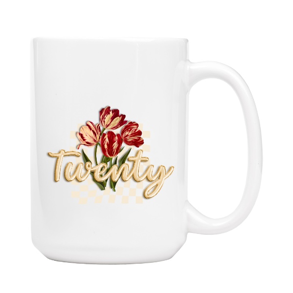 Retro narozeninový dárek k dvacetinám Twenty s tulipány