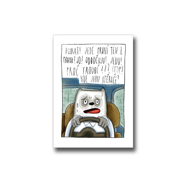 Přáníčko s potiskem Řízení mi nejde