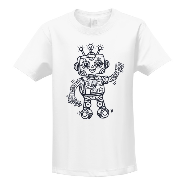 Tričko s potlačou Robot na kolečkách k vymalování