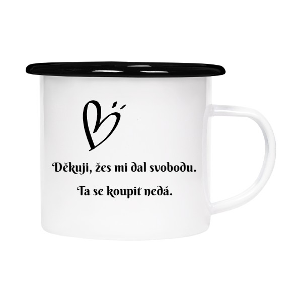 Plecháček - smaltový lem s potiskem Rozchodový hrnek