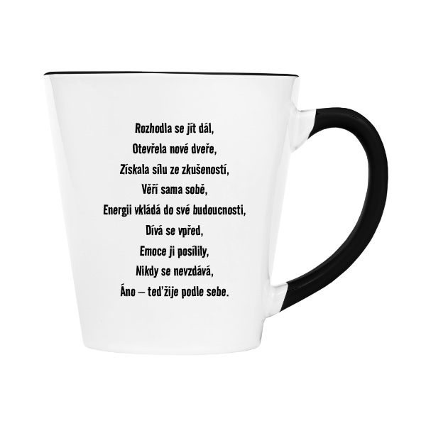 Hrnek kónický barevný s potiskem Rozvedená.02