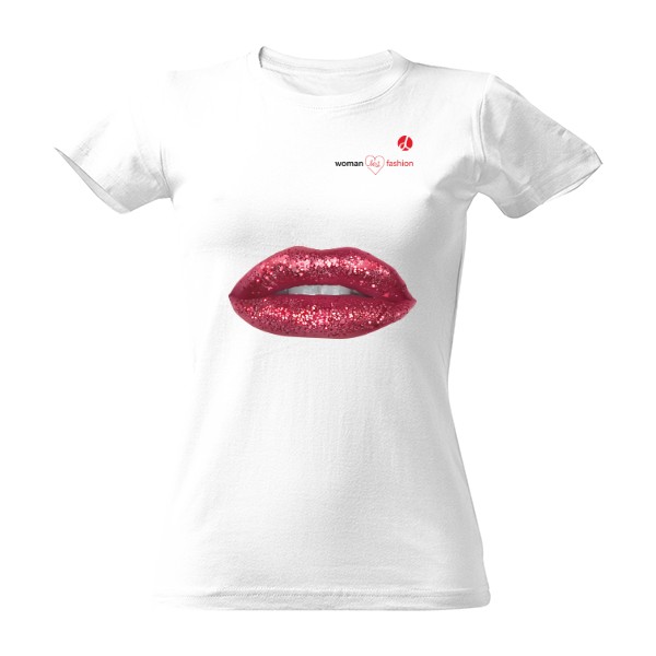 Rudé třpytivé rty T-shirt