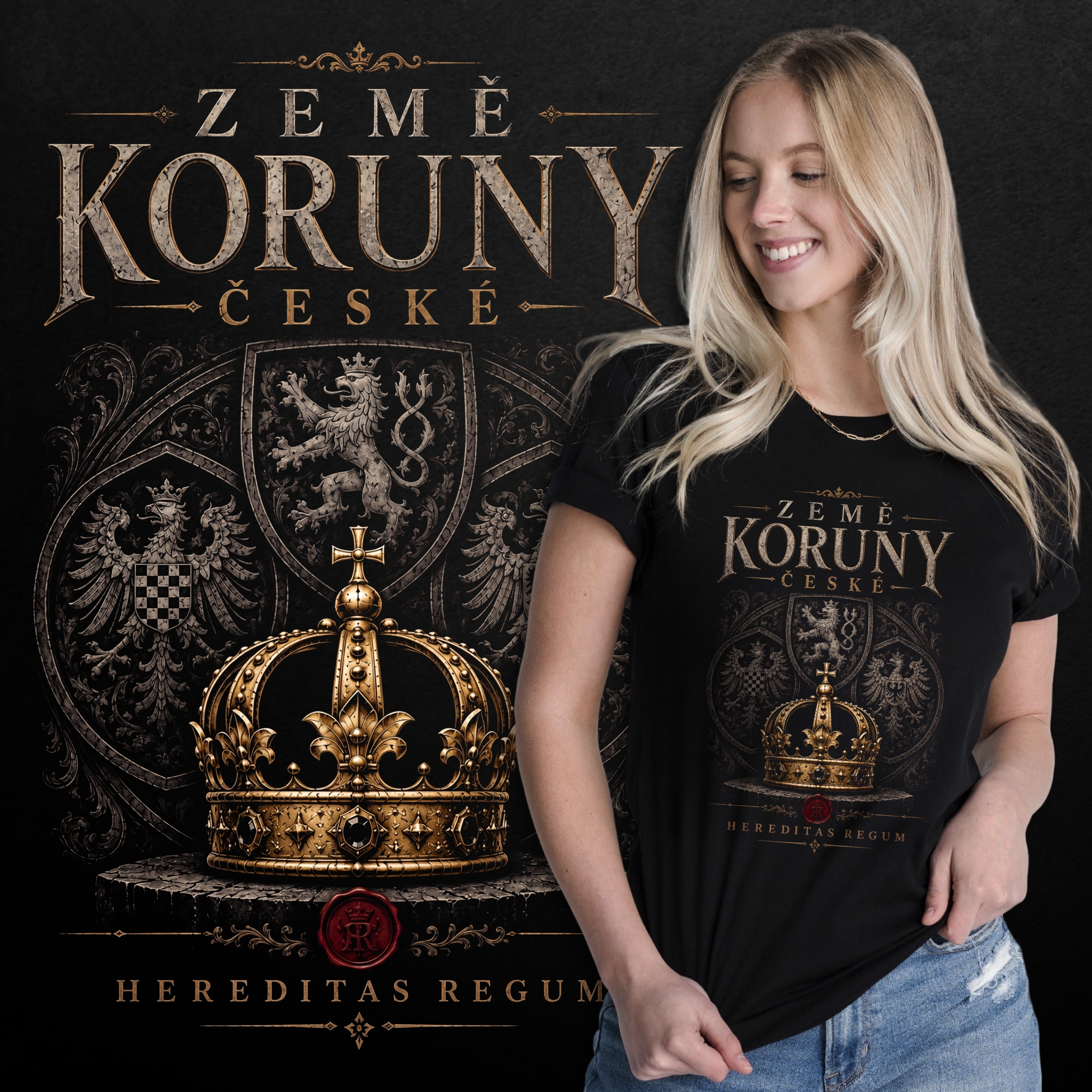 Tričko s potiskem Země Koruny České dámská verze