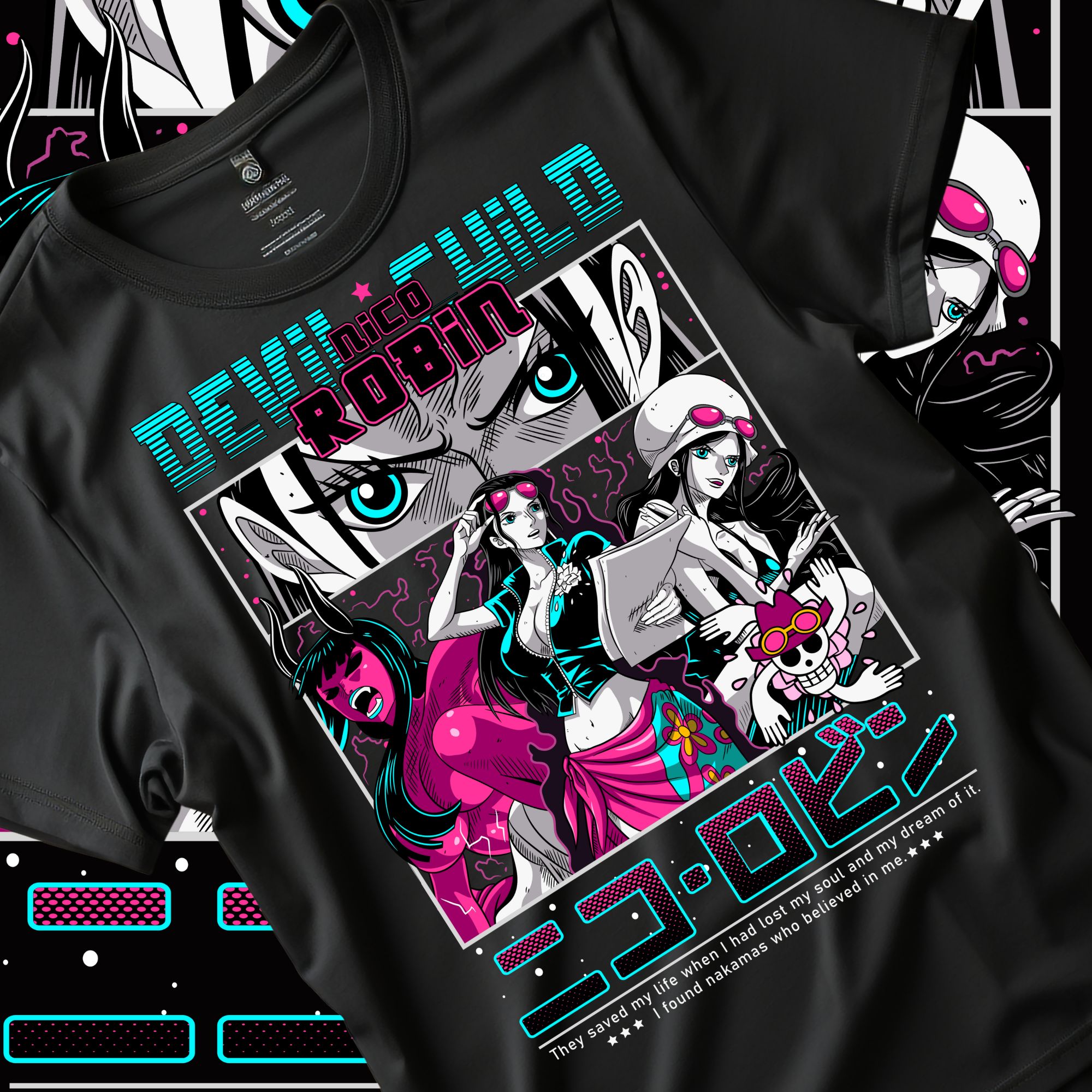 Tričko s potiskem Nico Robin – Devil Child potisk