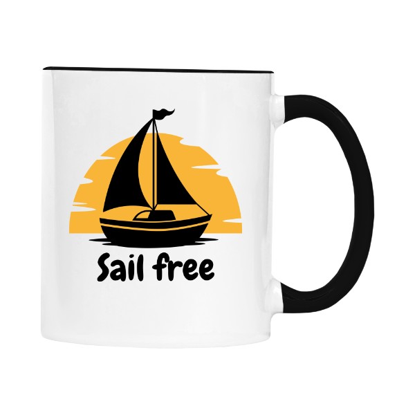 Hrnček malý farebný s potlačou Sail free