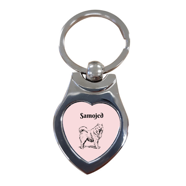Heart keychain s potiskem Samoyed on the road