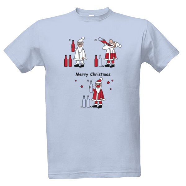 Tričko s potiskem Santa a alkohol
