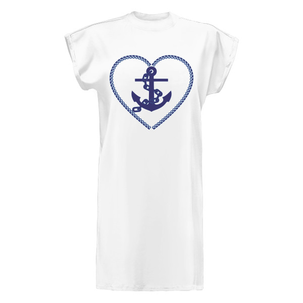 Tričko s potiskem Šaty biele s kotvou