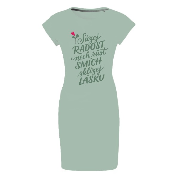 Tričko s potiskem Sázej radost, nech růst smích, sklízej lásku