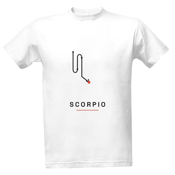 Tričko s potlačou Scorpio – znamenie zverokruhu po anglicky (pánske)