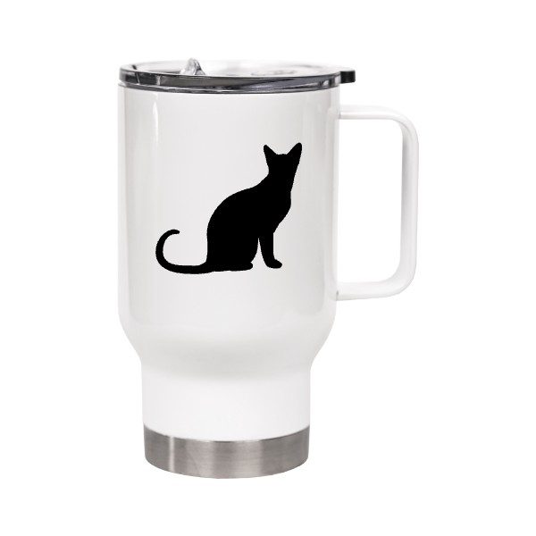 Cestovní termohrnek s uchem s potiskem Sedící kočky