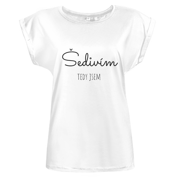 Tričko s potiskem Šedivím White Loose fit (černý nápis)