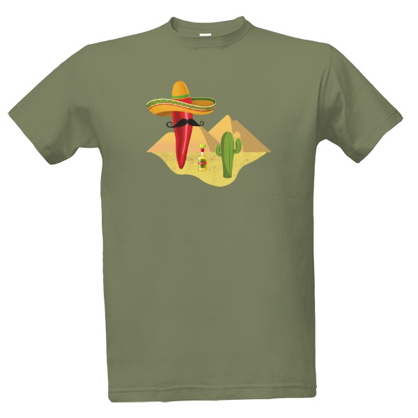 Tričko s potiskem Seňor Chilli s kaktusem a tequilou