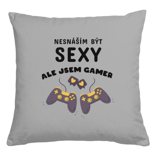 Polštář bavlněný  s potiskem Sexy gamer