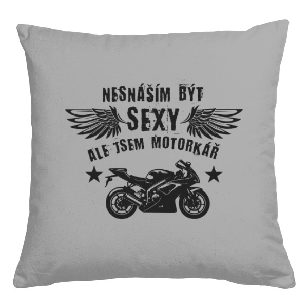 Polštář bavlněný  s potiskem Sexy motorkář