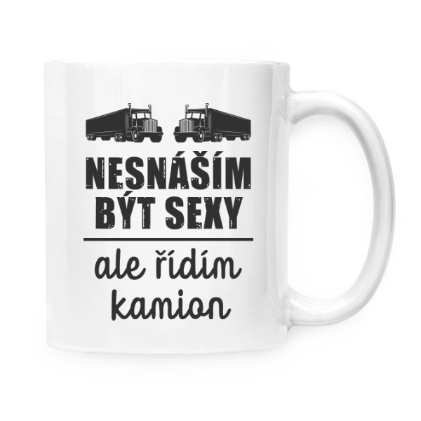 Hrnek malý bílý s potiskem Sexy řidič kamionu