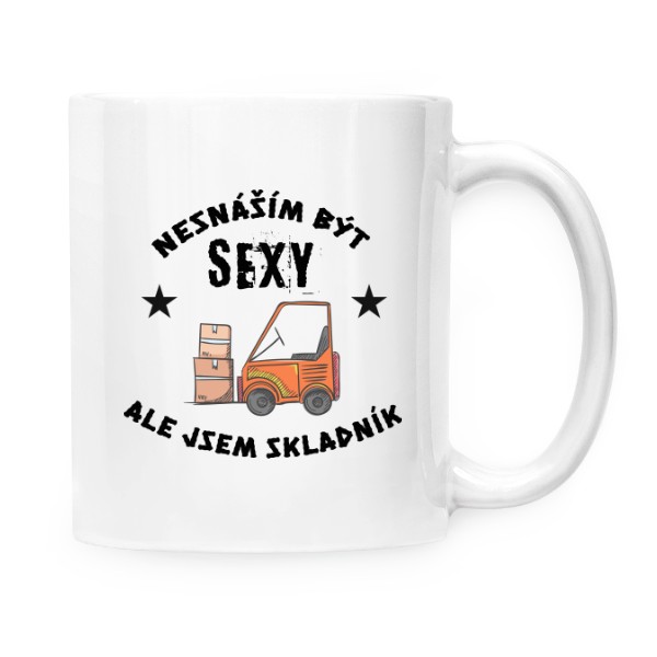 Hrnek malý bílý s potiskem Sexy skladník